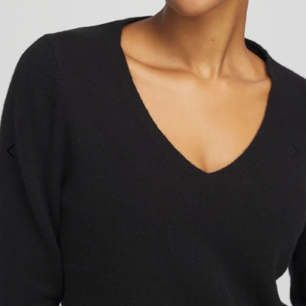 NWT Chico's Elegant Relaxed Black V-Neck 100% Cashmere Sweater Women’s XL - Picture 5 of 9